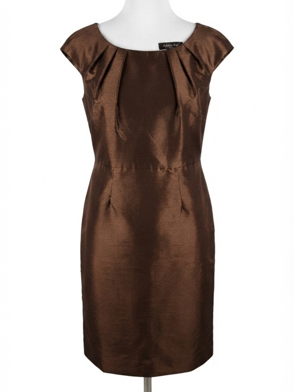 Adrienne Vittadini Brown Sheen Cap Sleeve Shift Dress (Missing Belt)